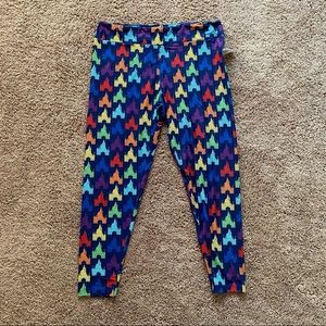 Disney Blue Multicolor Castle Print Leggings